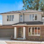 Front exterior of modern townhouse for rent at 8B Haros Avenue Nunawading VIC with private driveway and contemporary façade