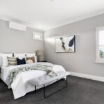 Large master bedroom with plantation shutters – Camberwell family home