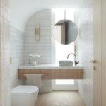 Modern bathroom with walk-in shower in house for rent Elwood VIC